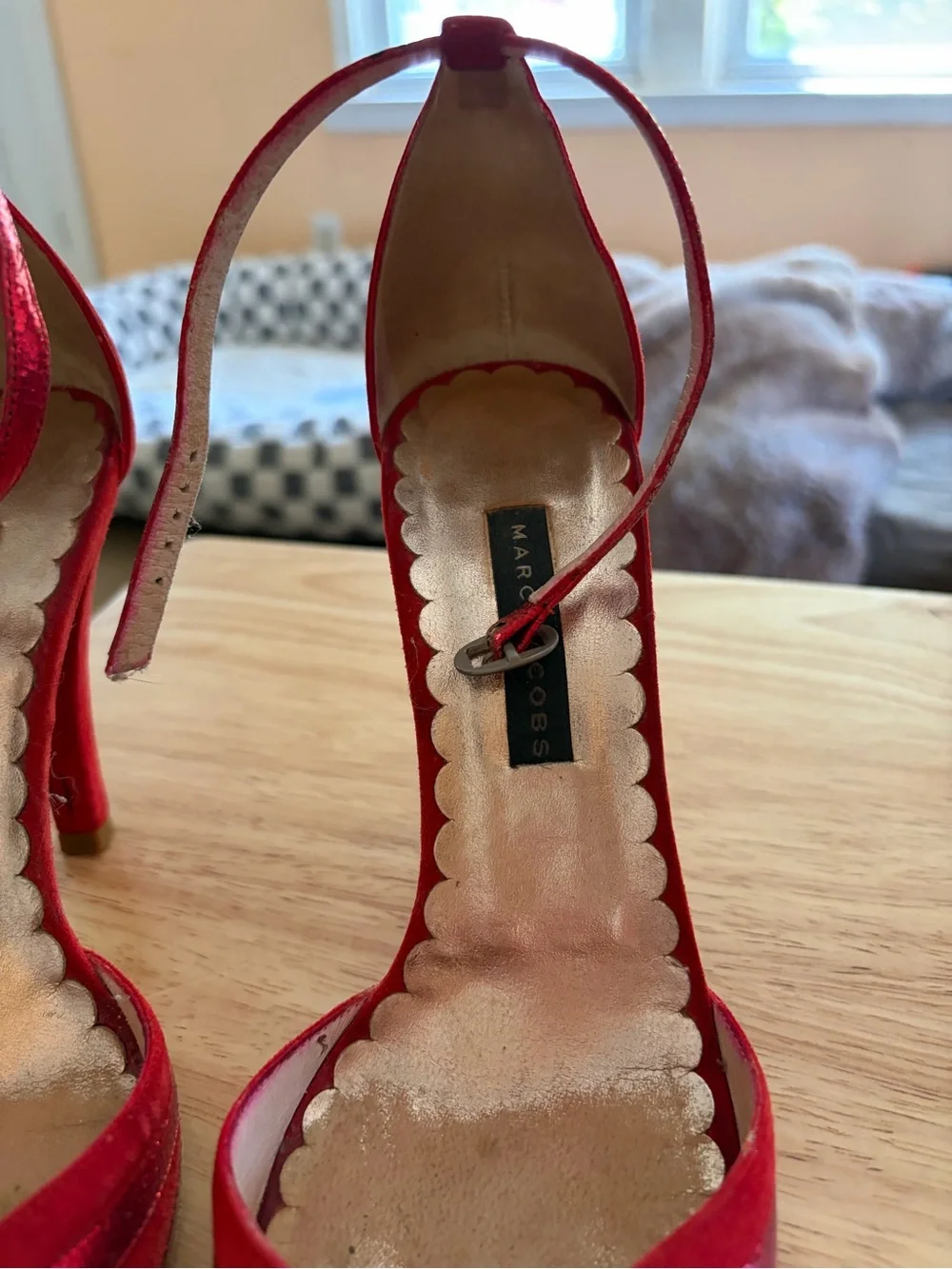 Marc Jacobs Red Suede & Patent Ankle-Strap Heels